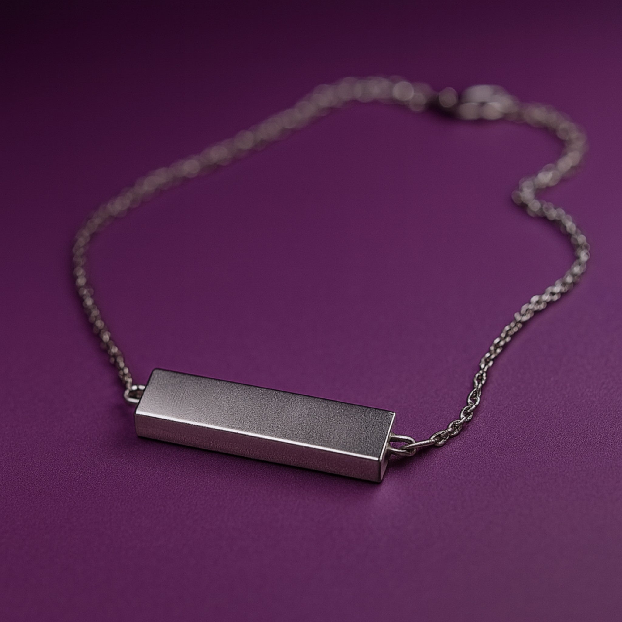 Classic Rectangular Sterling Bar Necklace