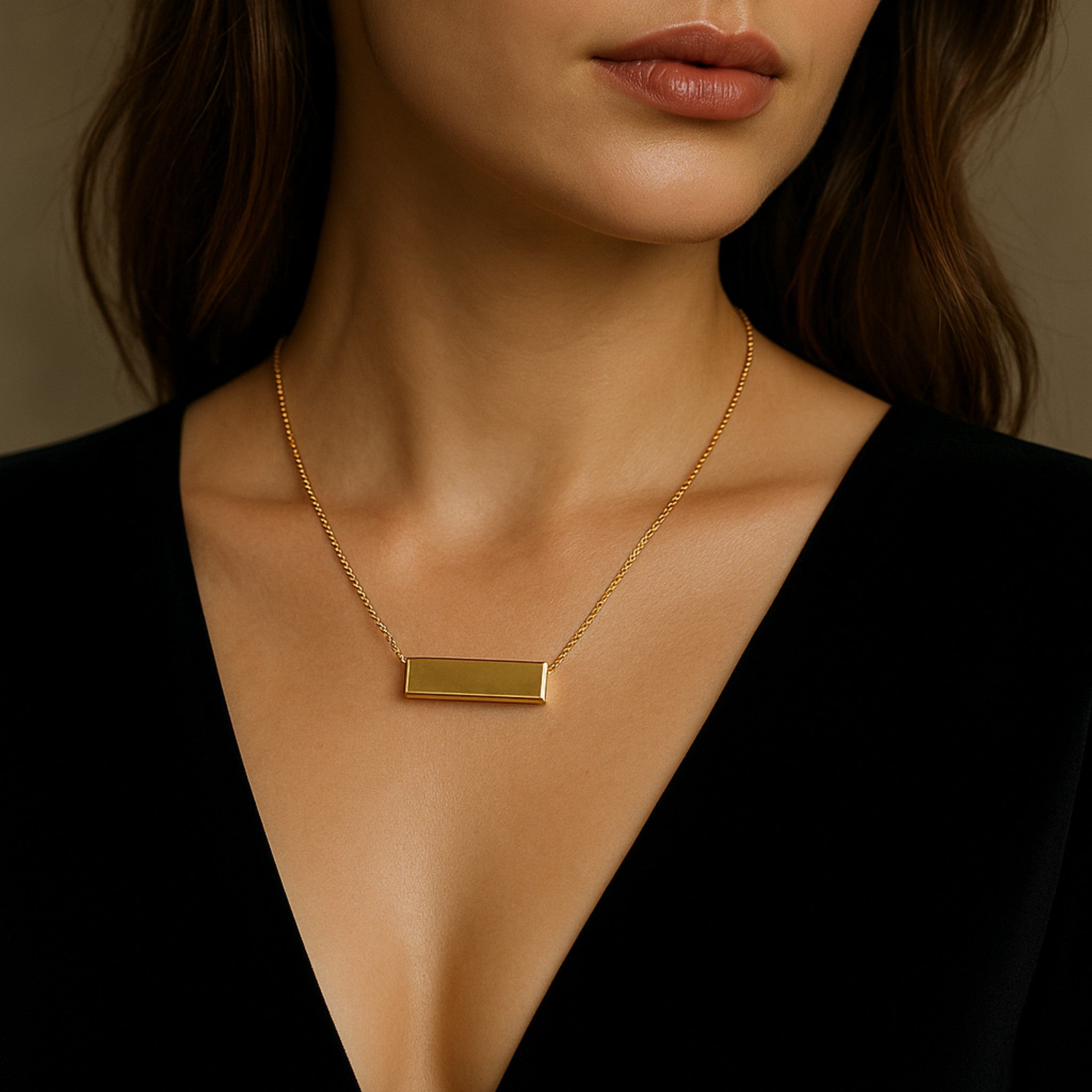 Classic Rectangular Sterling Bar Necklace