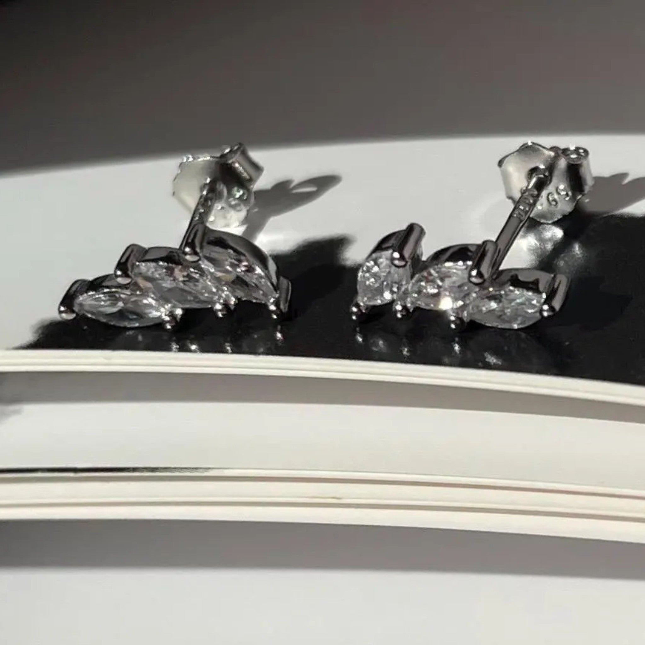 Crystal Petal Sterling Stud Earrings