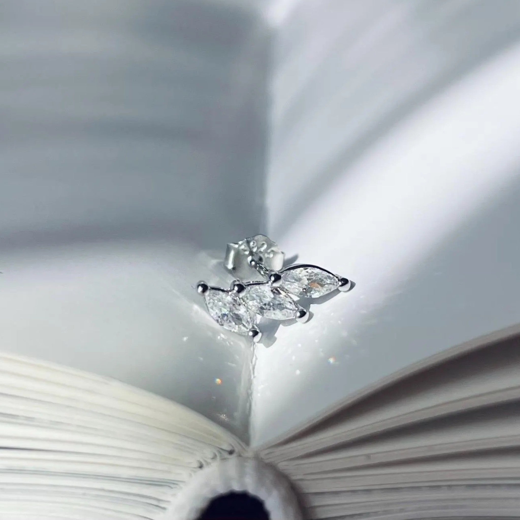 Crystal Petal Sterling Stud Earrings