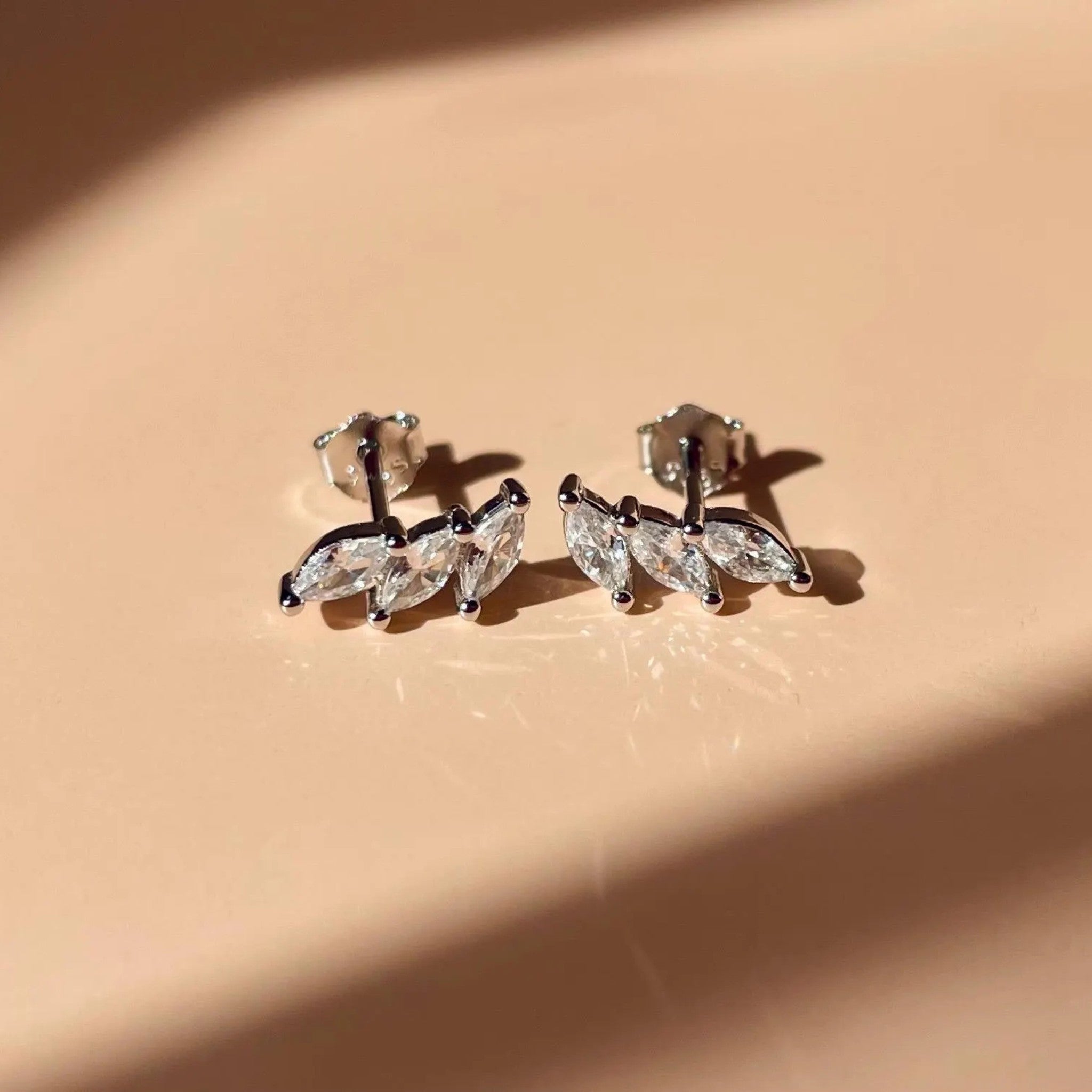 Crystal Petal Sterling Stud Earrings