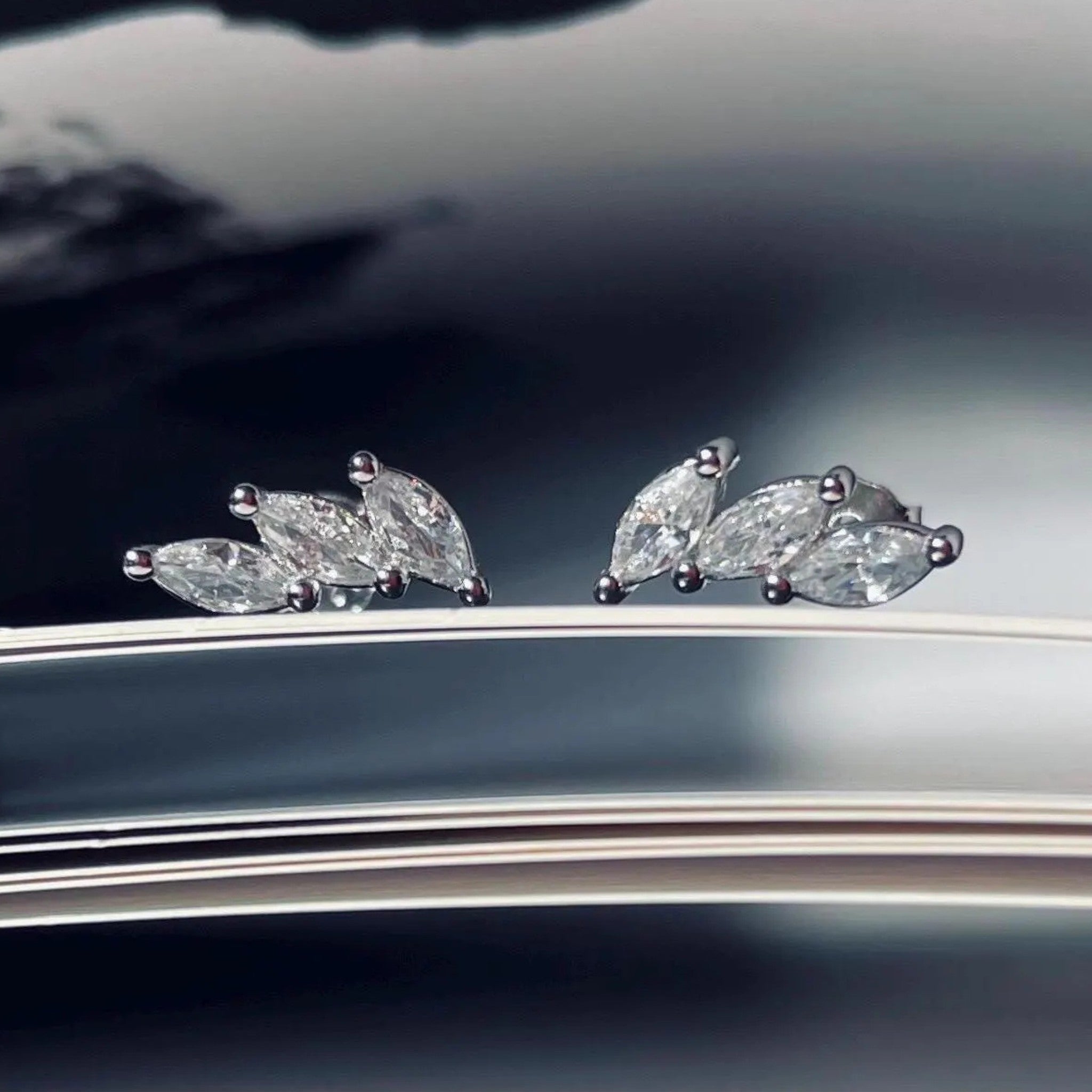 Crystal Petal Sterling Stud Earrings