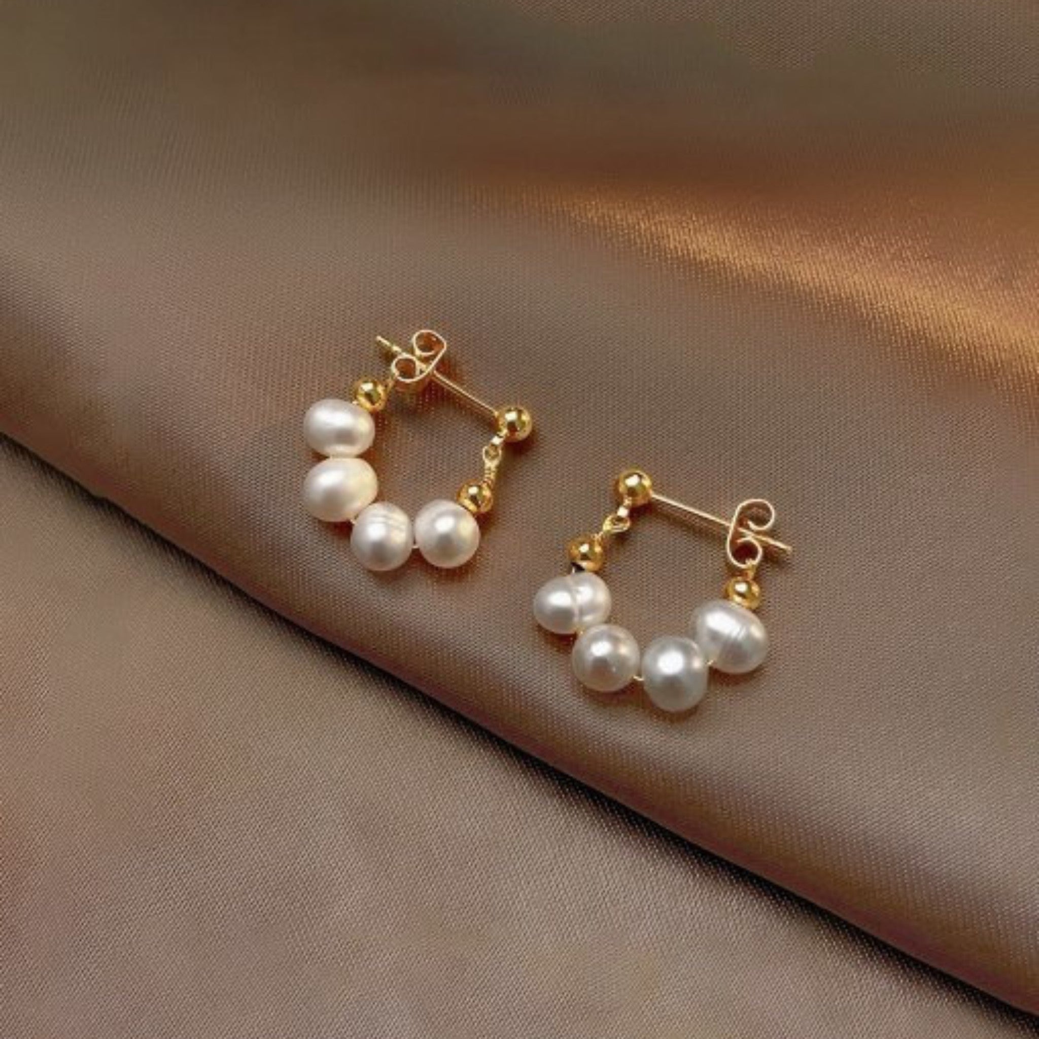 Petite Pearl Hoop Stud Earrings