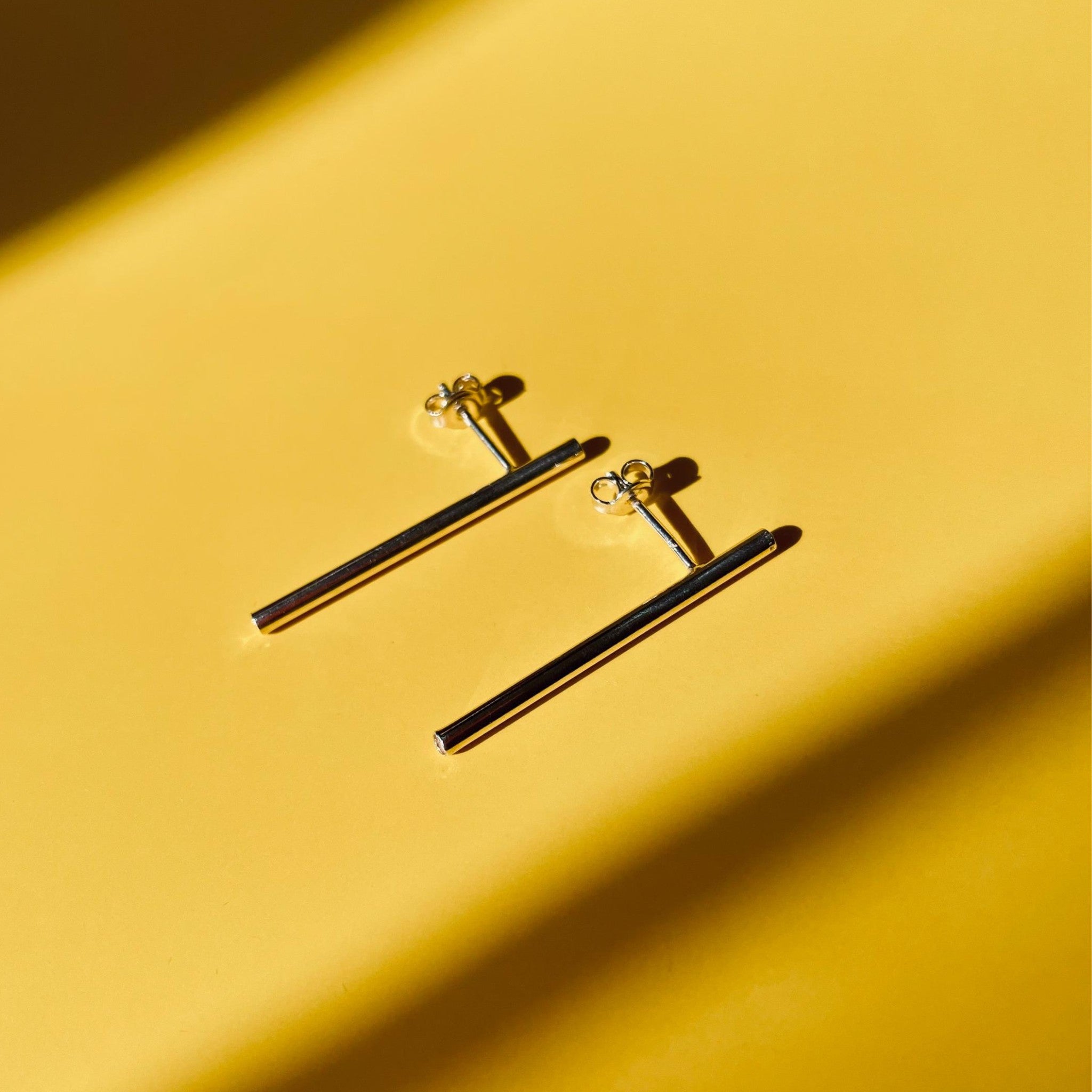 Silver Line Stud Earrings