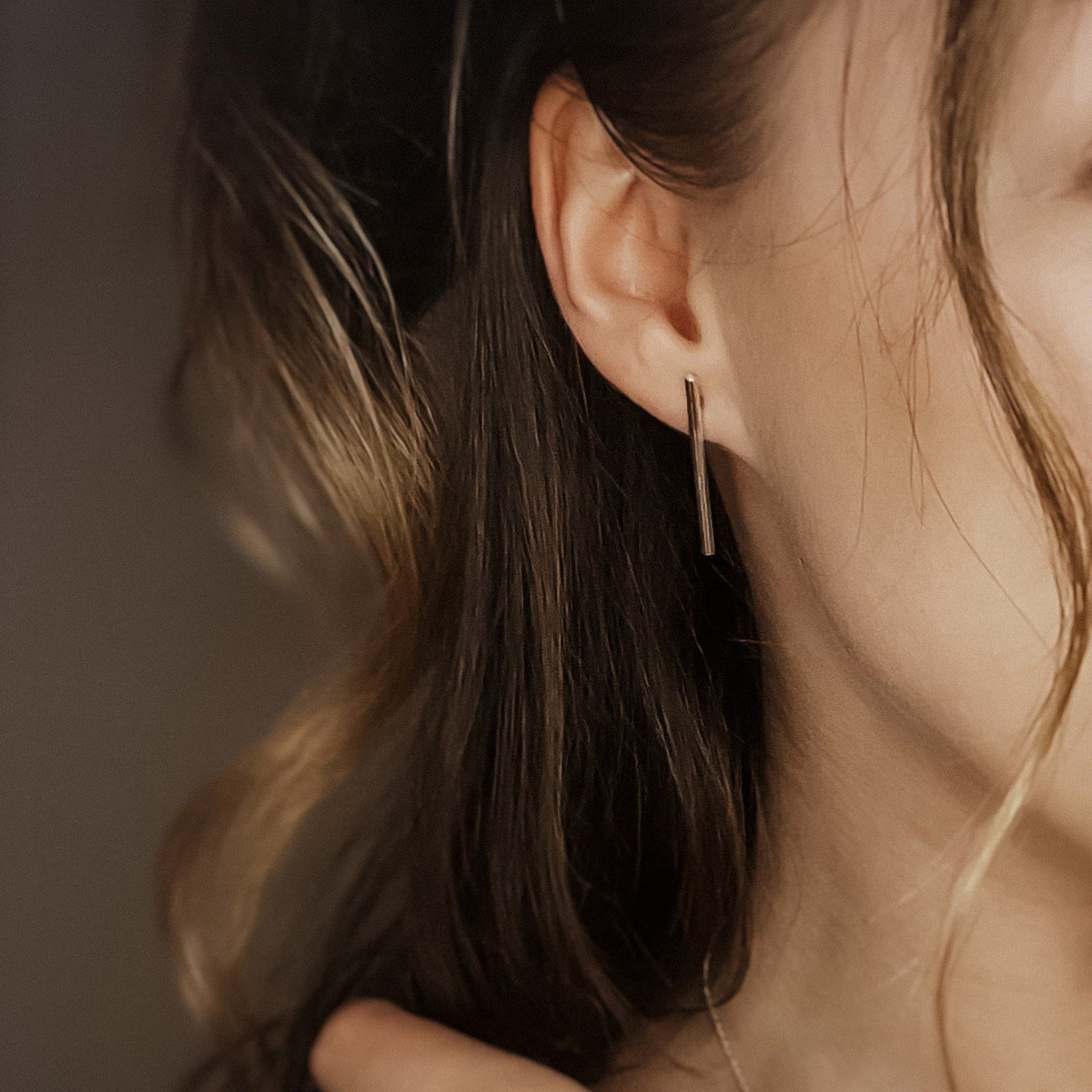 Silver Line Stud Earrings