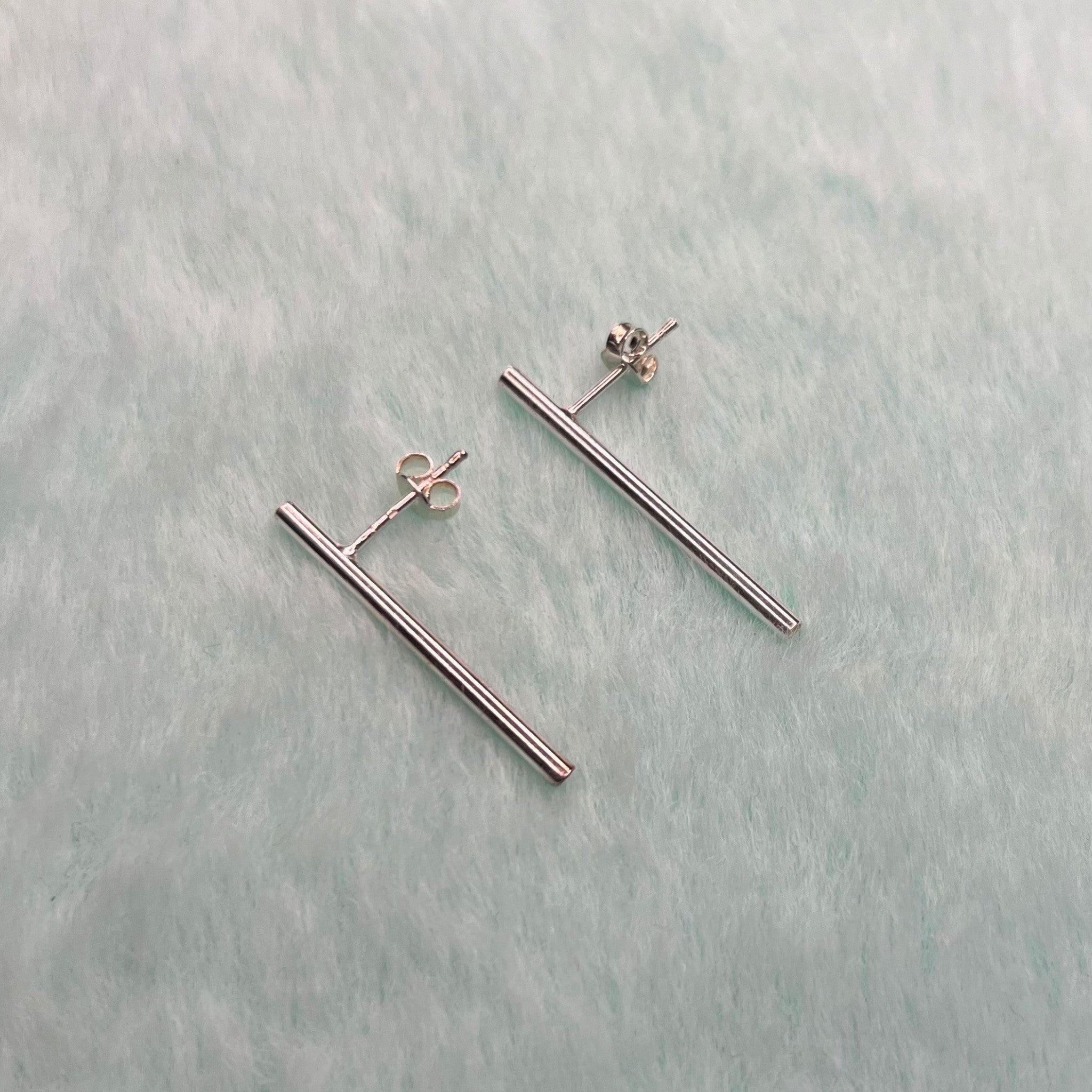 Silver Line Stud Earrings