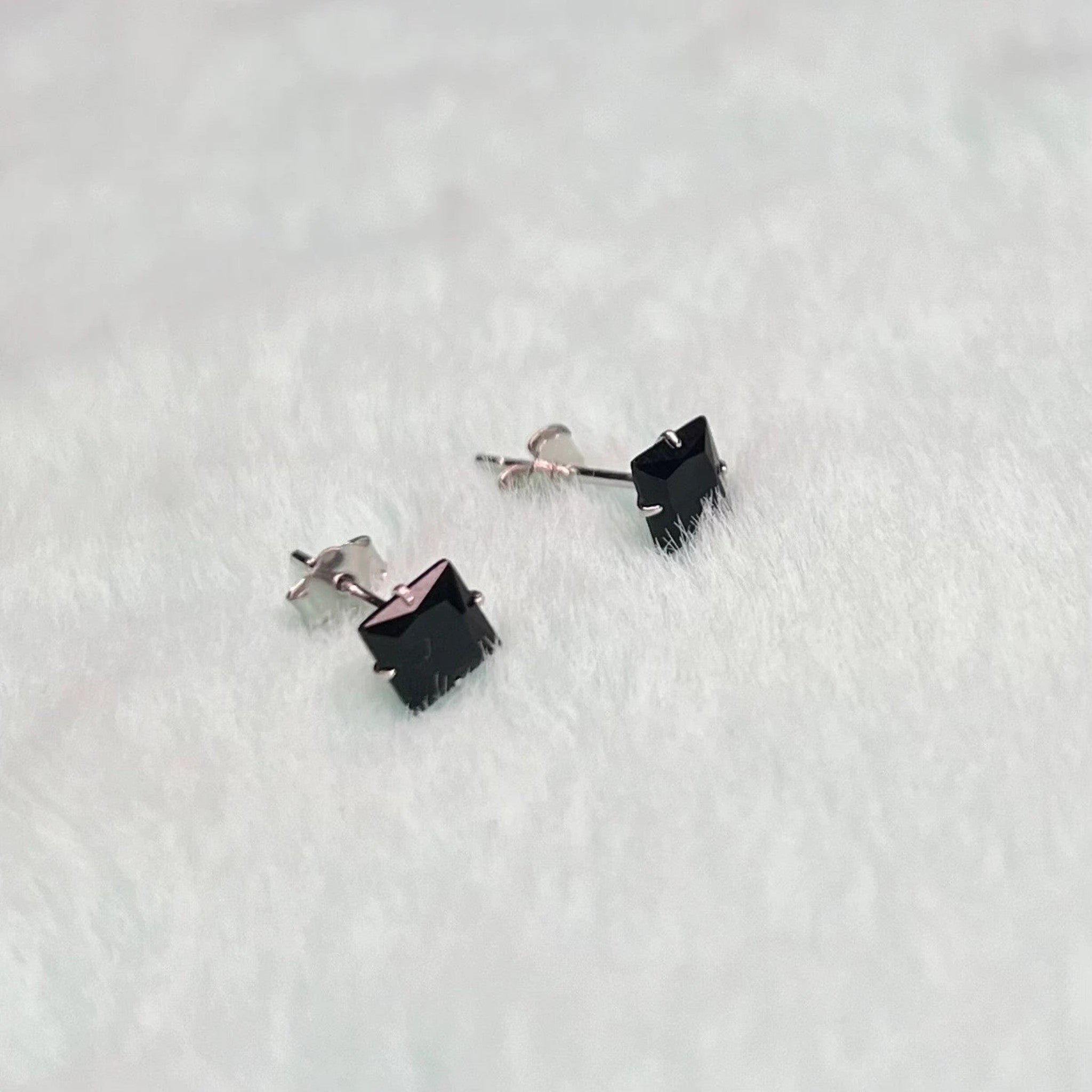 Midnight Square Sterling Stud Earrings