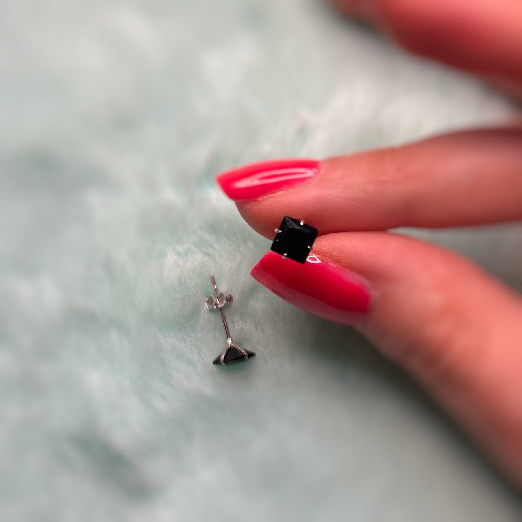 Midnight Square Sterling Stud Earrings