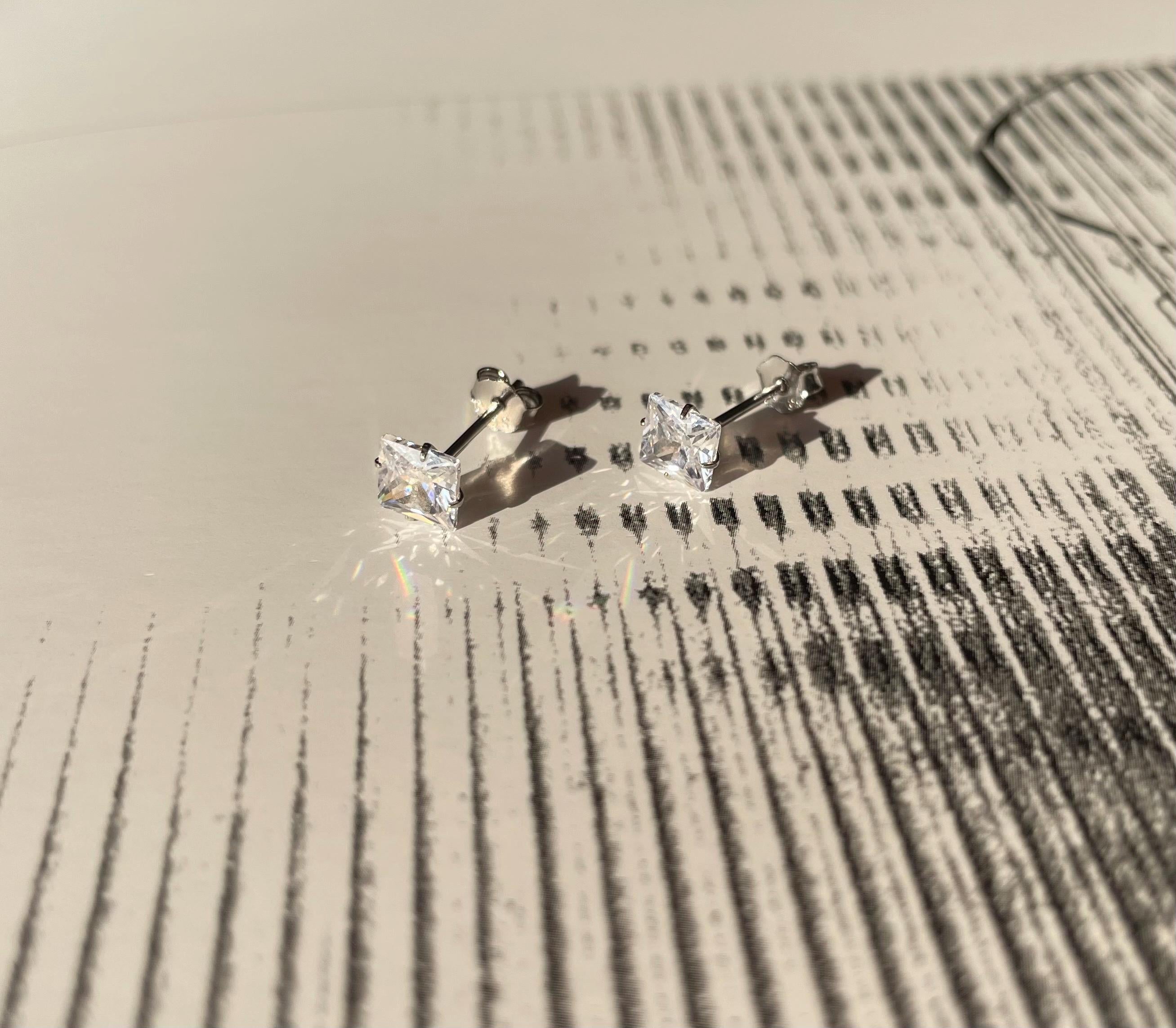 Clear Radiance Sterling Stud Earrings